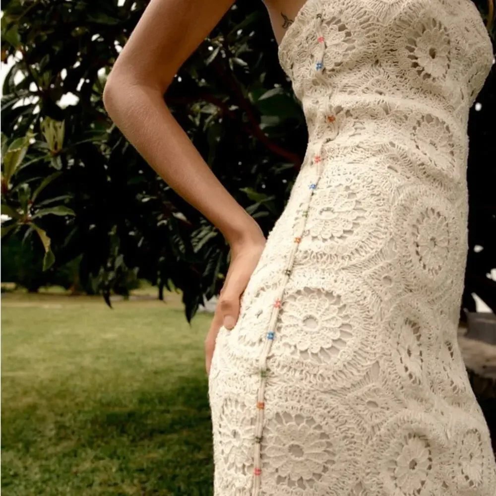 ZARA BLOGGER FAVORITE STRAPLESS CROCHET DRESS - Picture 7 of 12